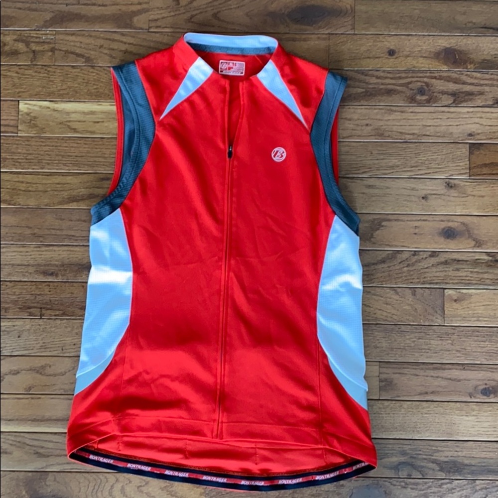 Red and white Cycling top